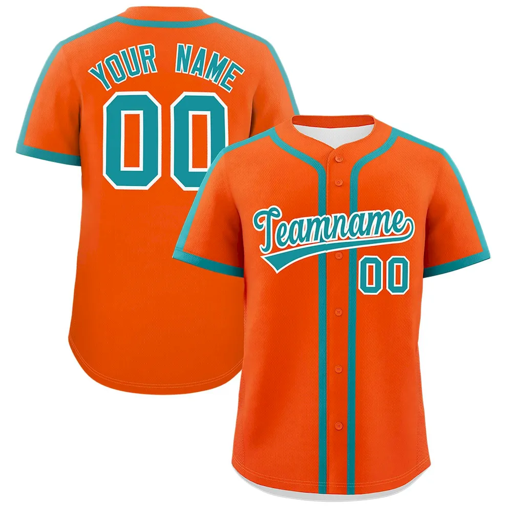 Custom Orange Aqua Personalized Classic Authentic Baseball Jersey