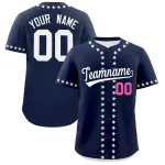 Custom Navy White Star Ribbing Authentic Baseball Jersey