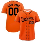 Custom Orange Black Star Ribbing Authentic Baseball Jersey
