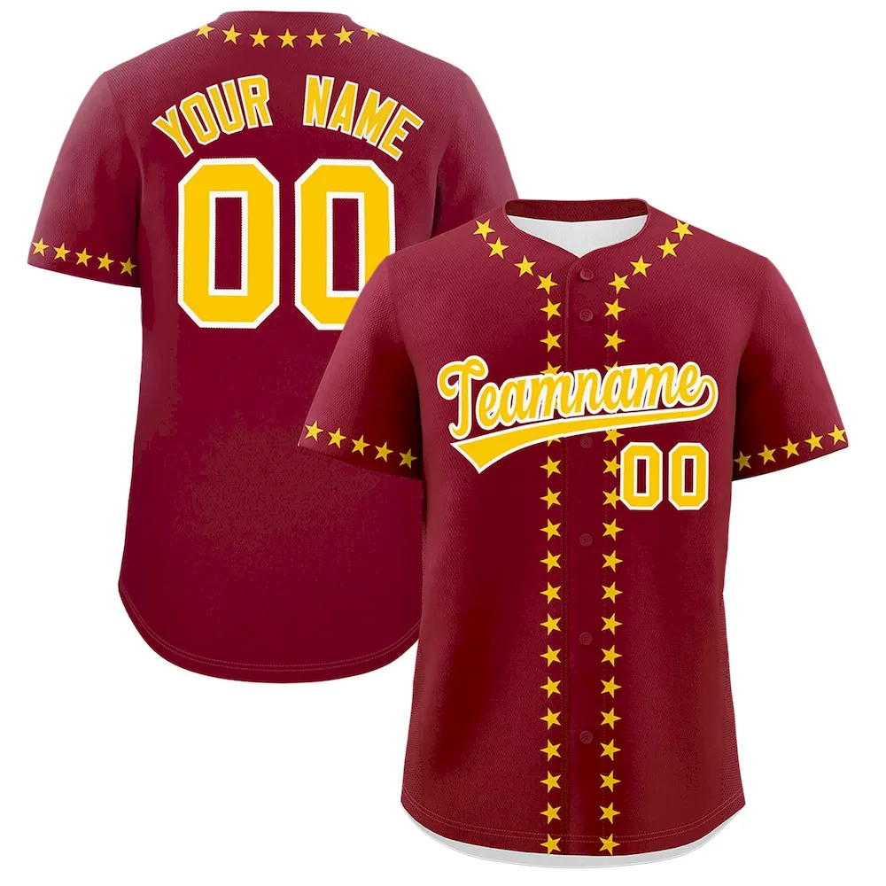 Custom Powder Blue Gold Star Ribbing Authentic Baseball Jersey