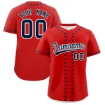 Custom Red Navy Star Ribbing Authentic Baseball Jersey