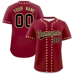 Custom Crimson Khaki Star Ribbing Authentic Baseball Jersey