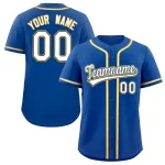 Custom Royal White-Yellow Classic Style Authentic Baseball Jersey