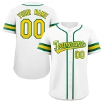 Custom White Yellow-Green Classic Style Authentic Baseball Jersey
