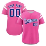 Custom Pink Royal-White Classic Style Personalized Full Button Authentic Baseball Jersey