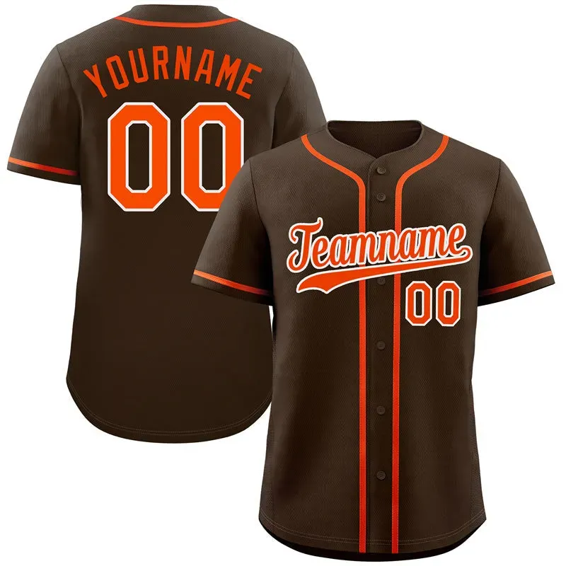 Custom Brown Yellow-White Hook Classic Style Authentic Baseball Jersey