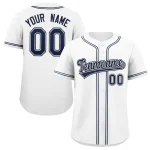 Custom White Navy Classic Style Authentic Baseball Jersey