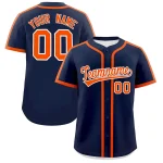 Custom Navy Orange Personalized Classic Authentic Baseball Jersey