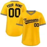 Custom Yellow White Classic Style Outdoor Authentic Pullover Baseball Jersey