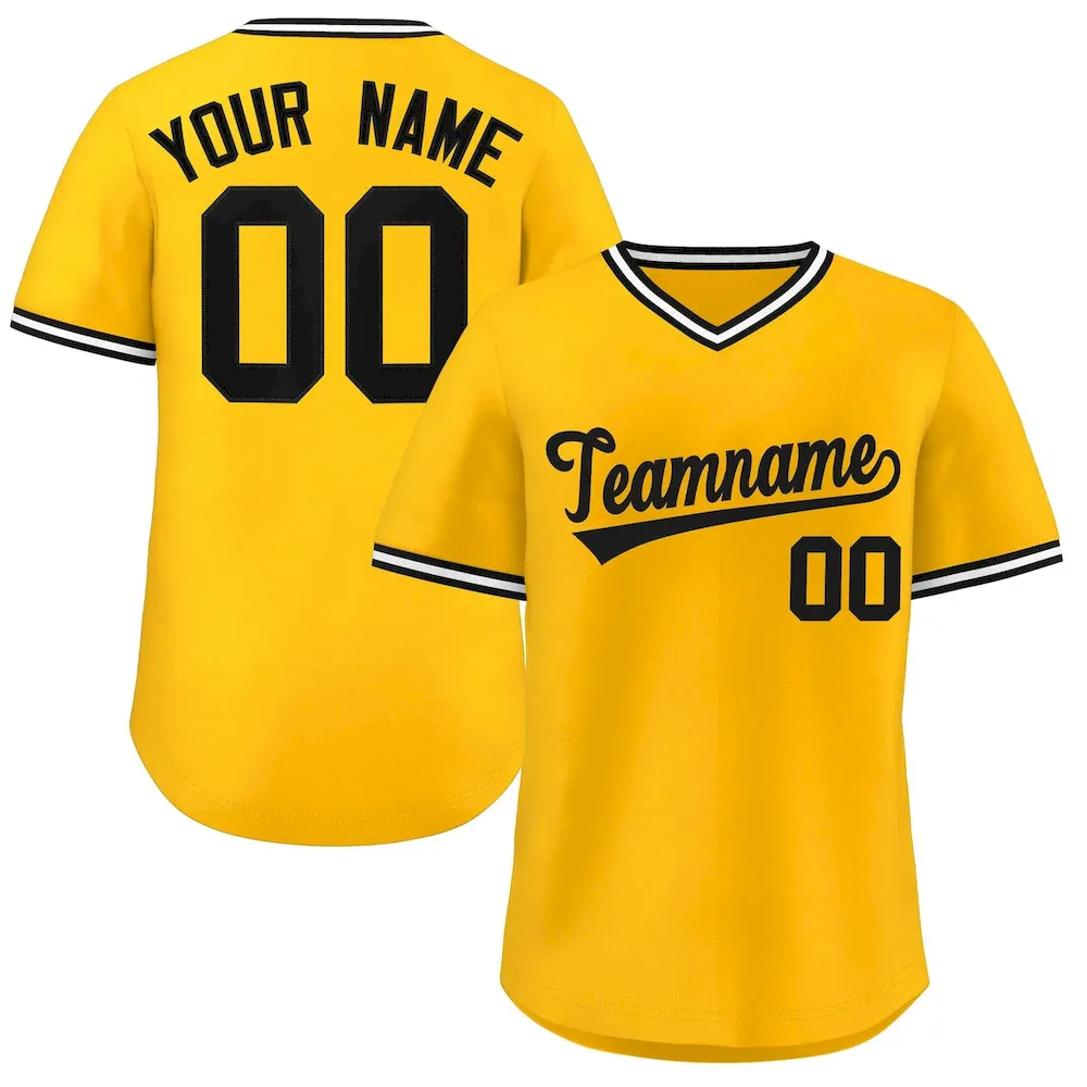 Custom Yellow White Classic Style Outdoor Authentic Pullover Baseball Jersey