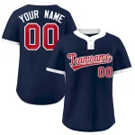 Custom Navy Red-White Classic Style Authentic Two-Button Baseball Jersey
