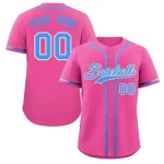 Custom Pink Powder Blue-White Classic Style Authentic Baseball Jersey
