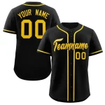 Custom Black Gold Classic Style Authentic Baseball Jersey