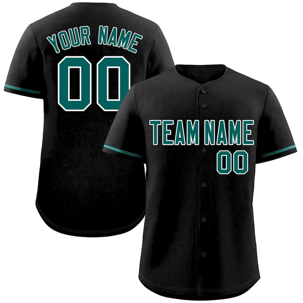 Custom Black Aqua-White Classic Style Authentic Baseball Jersey