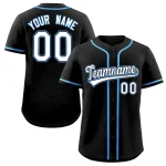 Custom Black White-Powder Blue Classic Style Authentic Baseball Jersey