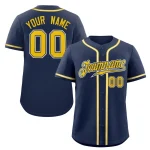 Custom Navy Yellow-White Classic Style Authentic Baseball Jersey