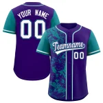 Custom Purple Teal Split Personalized Graffiti Raglan Sleeve Authentic Baseball Jersey
