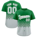 Custom Kelly Green Silver Grid Blur Pattern Authentic Baseball Jersey