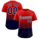Custom Red Navy Grid Blur Pattern Authentic Baseball Jersey