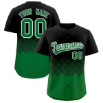 Custom Black Kelly Green Grid Blur Pattern Authentic Baseball Jersey