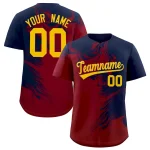 Custom Navy Crimson Personalized Ink Pattern Authentic Baseball Jersey