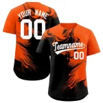Custom Orange Black Personalized Ink Pattern Authentic Baseball Jersey