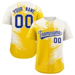 Custom Cream Gold Personalized Ink Pattern Authentic Baseball Jersey