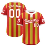 Custom Red Old Gold Stripe Fashion Authentic Two-Button Baseball Jersey