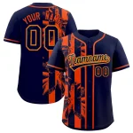 Custom Navy Orange Split Fashion Coconut Tree Design Authentic Baseball Jersey