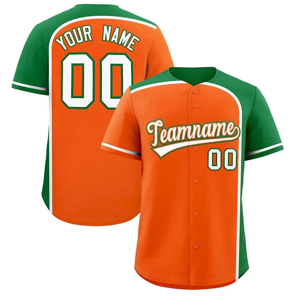 Custom Gold Kelly Green Personalized Color Block Authentic Baseball jersey