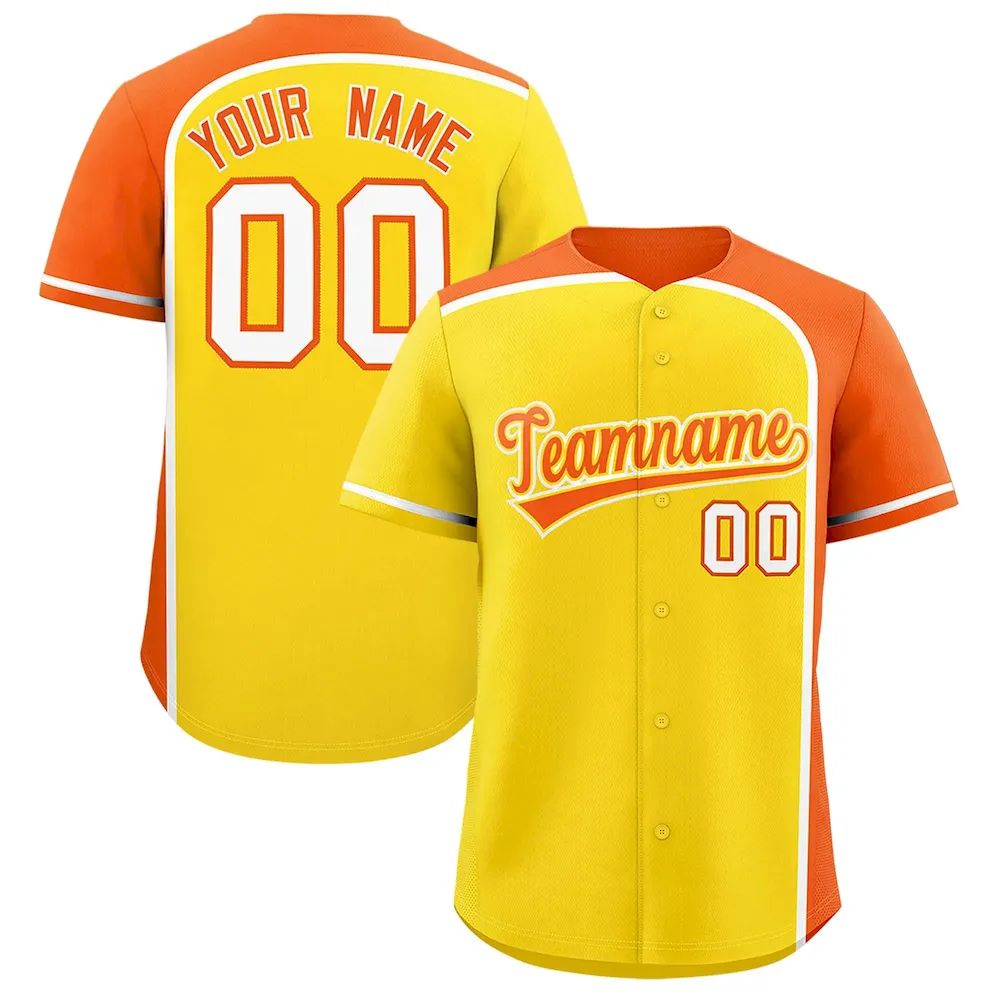 Custom Kelly Green Orange Personalized Color Block Authentic Baseball jersey