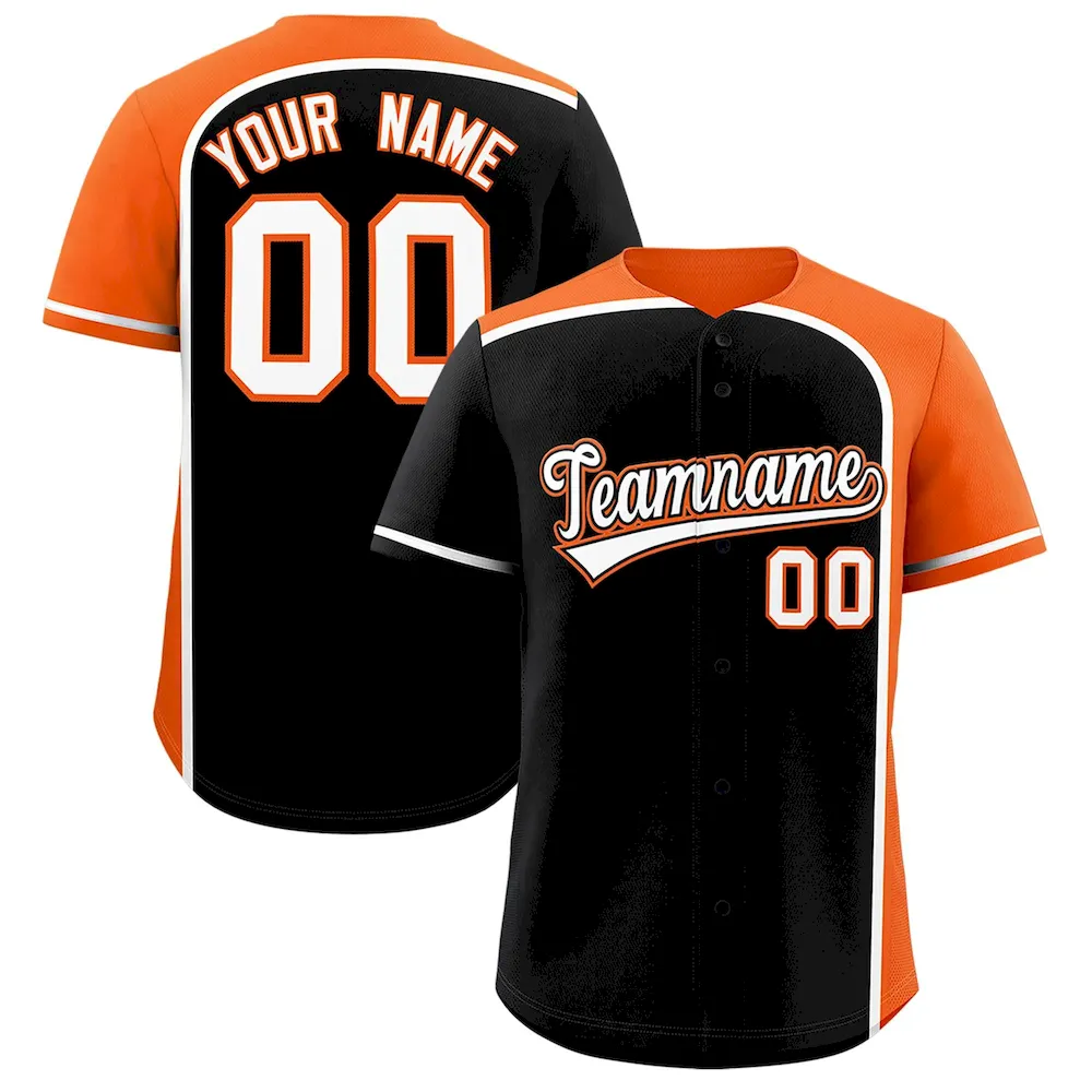 Custom Black Orange Personalized Color Block Authentic Baseball jersey