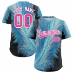 Custom Pink White Fluid Feather Graffiti Pattern Authentic Baseball Jersey