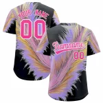 Custom Pink White Fluid Feather Graffiti Pattern Authentic Baseball Jersey