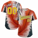 Custom Yellow Midnight Blue Fluid Feather Graffiti Pattern Authentic Baseball Jersey