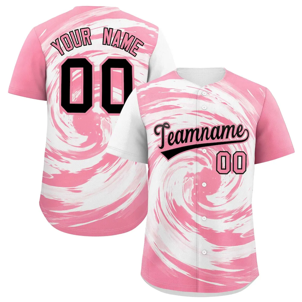 Custom White Light Pink Swirl Graffiti Pattern Authentic Baseball Jersey