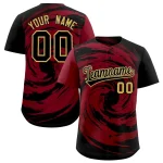 Custom Khaki Crimson Swirl Graffiti Pattern Authentic Baseball Jersey