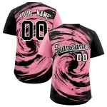 Custom Green Black Swirl Graffiti Pattern Authentic Baseball Jersey