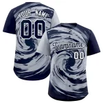 Custom Silver Navy Swirl Graffiti Pattern Authentic Baseball Jersey