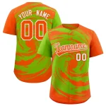 Custom Neon Green Orange Swirl Graffiti Pattern Authentic Baseball Jersey