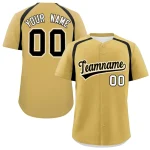 Custom Old Gold Black Personalized Color Block Authentic Baseball Jersey