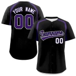Custom Black Purple Personalized Color Block Authentic Baseball Jersey