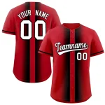 Custom Red Black Lapel Gradient Fashion Authentic Baseball Jersey