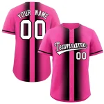 Custom Pink Black Lapel Gradient Fashion Authentic Baseball Jersey