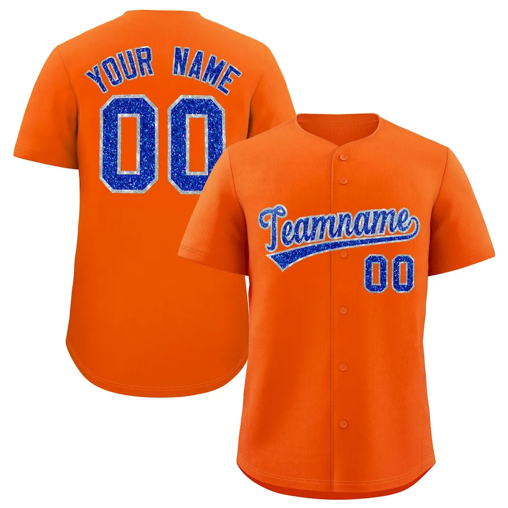 Custom Orange Fine Sparkle Personalized Baseball Sports Uniform
