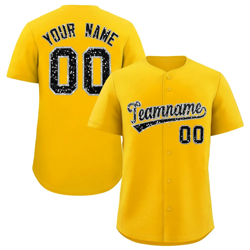 Custom Yellow Fine Sparkle Personalized Baseball Sports Uniform