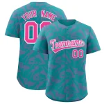 Custom Aqua Light Blue Playboy Graffiti Pattern Authentic Baseball Jersey