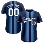 Custom Navy Light Blue Lapel Gradient Fashion Authentic Baseball Jersey