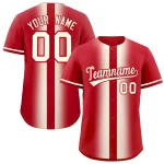 Custom Red Cream Lapel Gradient Fashion Authentic Baseball Jersey