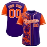 Custom Purple Orange Split Personalized Graffiti Raglan Sleeve Authentic Baseball Jersey